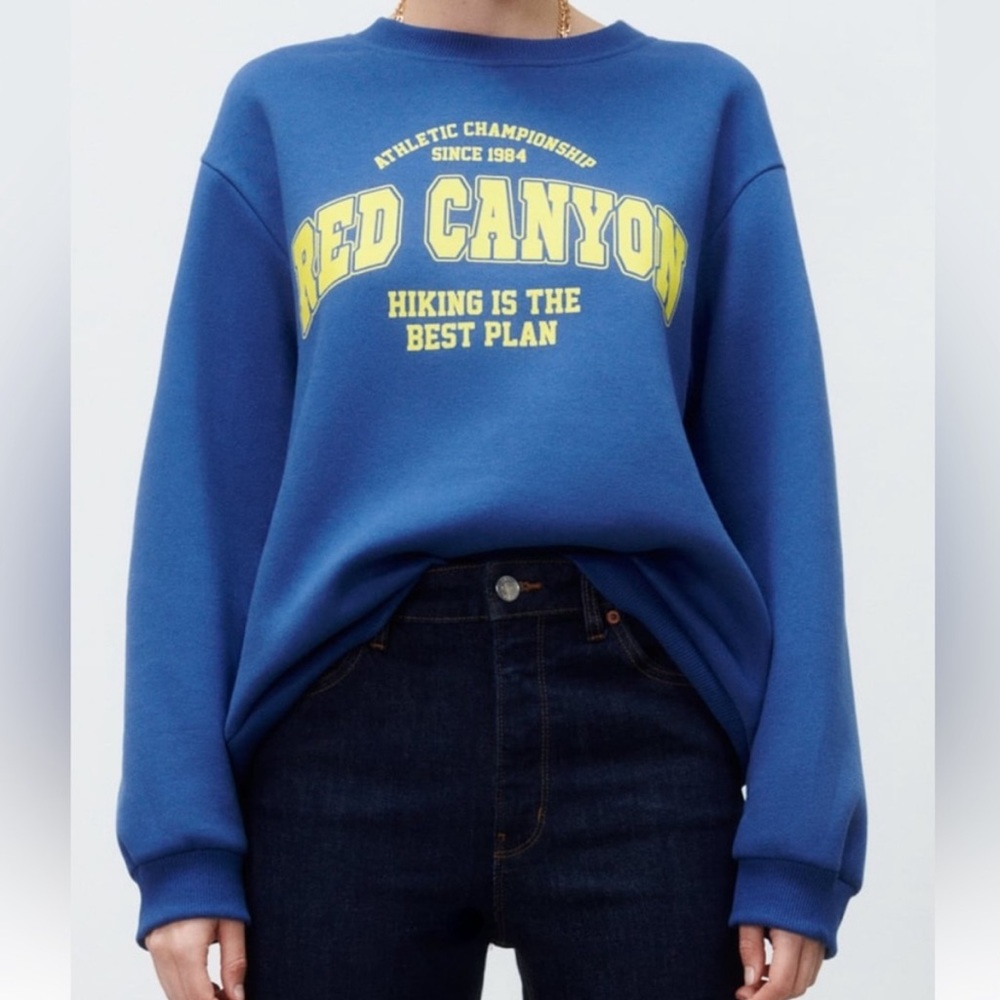 Zara blue "Red Canyon" sweatshirt, size small